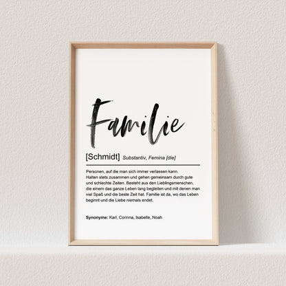 Familie Definition Poster Personalisiert Familienposter Namen Family Geschenk
