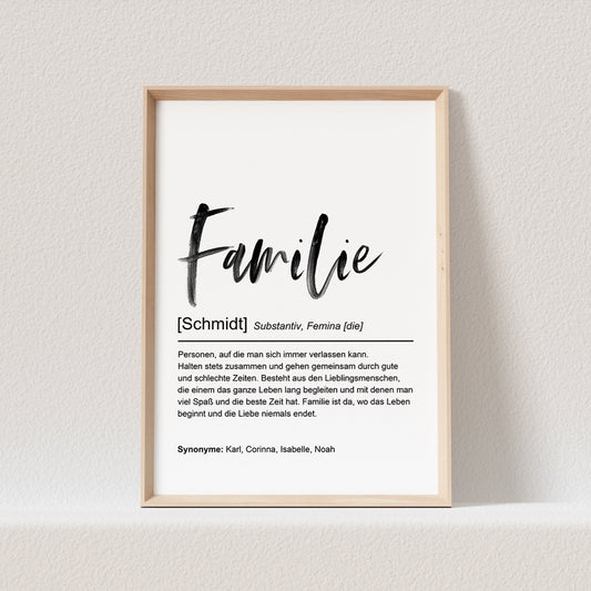 Familie Definition Poster Personalisiert Familienposter Namen Family Geschenk