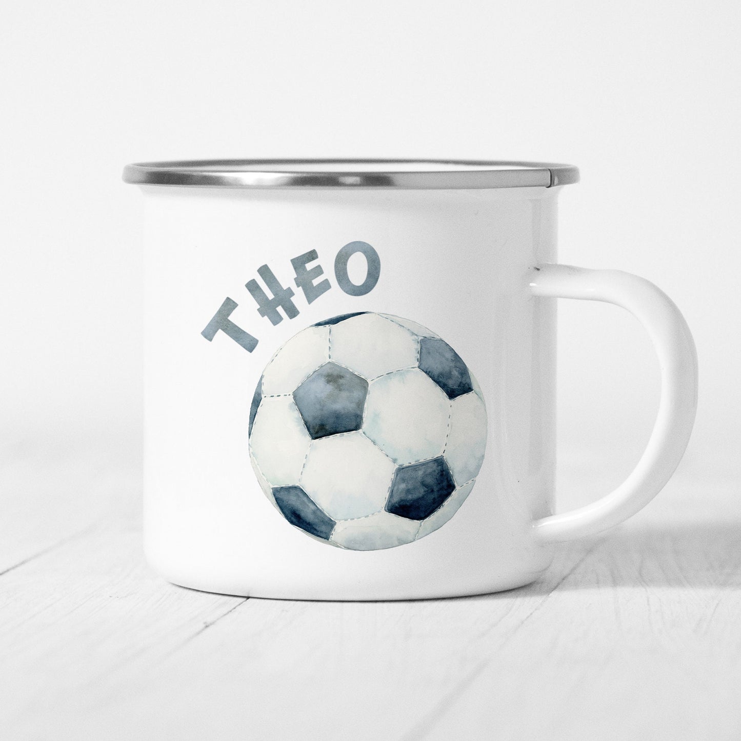 Fußball Tasse Emaille Kinder Personalisiert Name Kinderbecher Fussball Fußballspieler Namensgeschenk