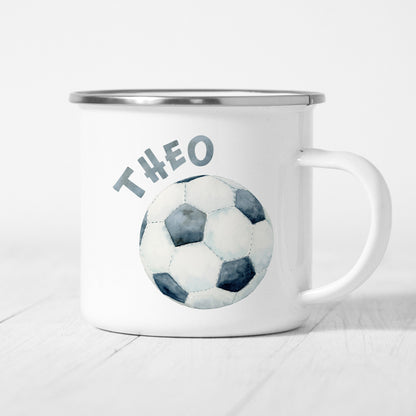 Fußball Tasse Emaille Kinder Personalisiert Name Kinderbecher Fussball Fußballspieler Namensgeschenk