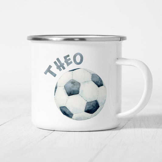 Fußball Tasse Emaille Kinder Personalisiert Name Kinderbecher Fussball Fußballspieler Namensgeschenk