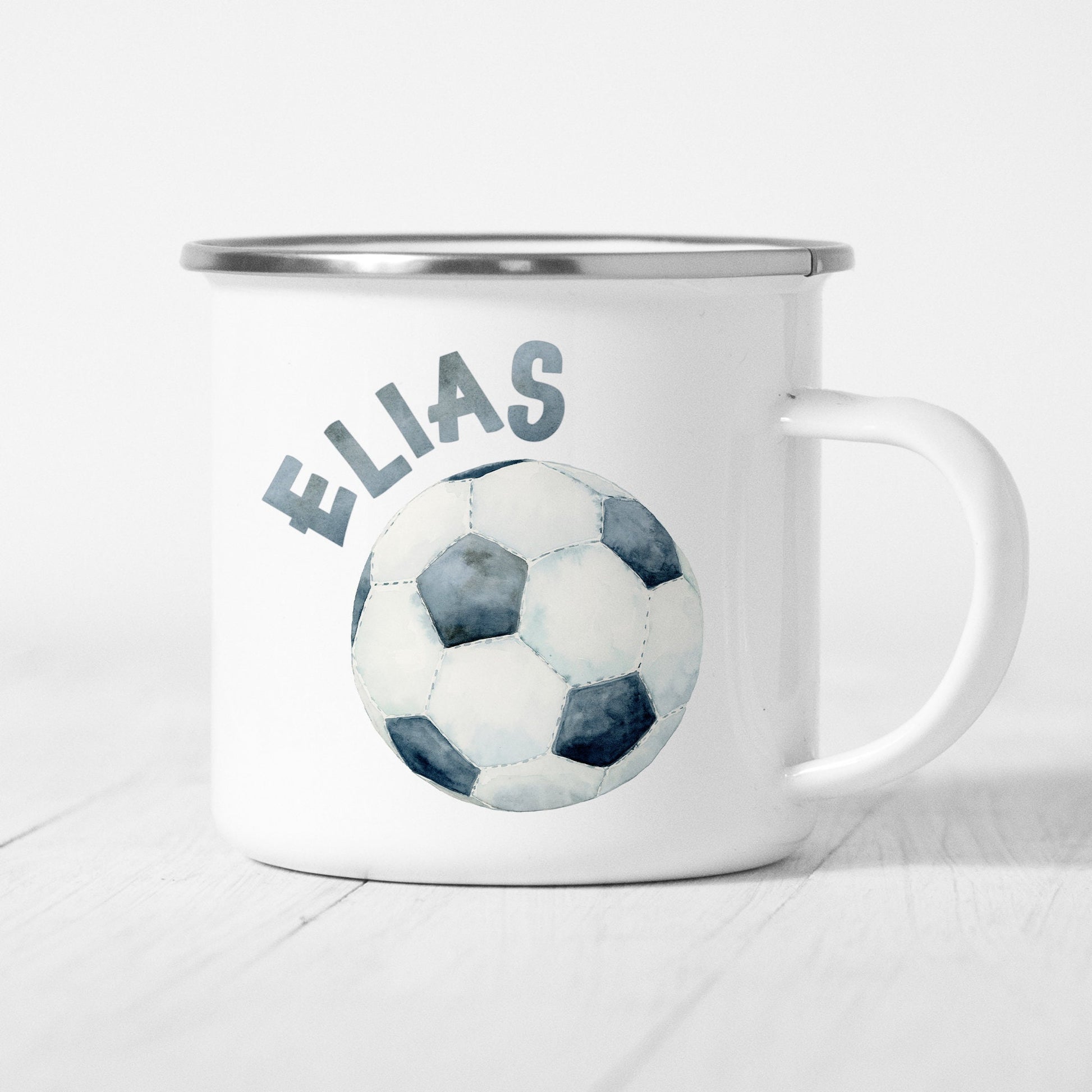 Fußball Tasse Emaille Kinder Personalisiert Name Kinderbecher Fussball Fußballspieler Namensgeschenk