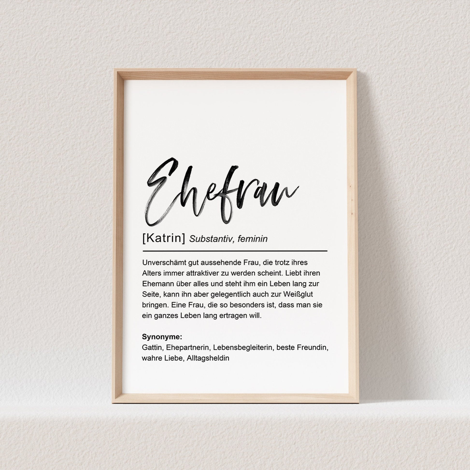 Ehefrau Definition Poster Personalisierbar Hochzeit Braut Hochzeitstag ...