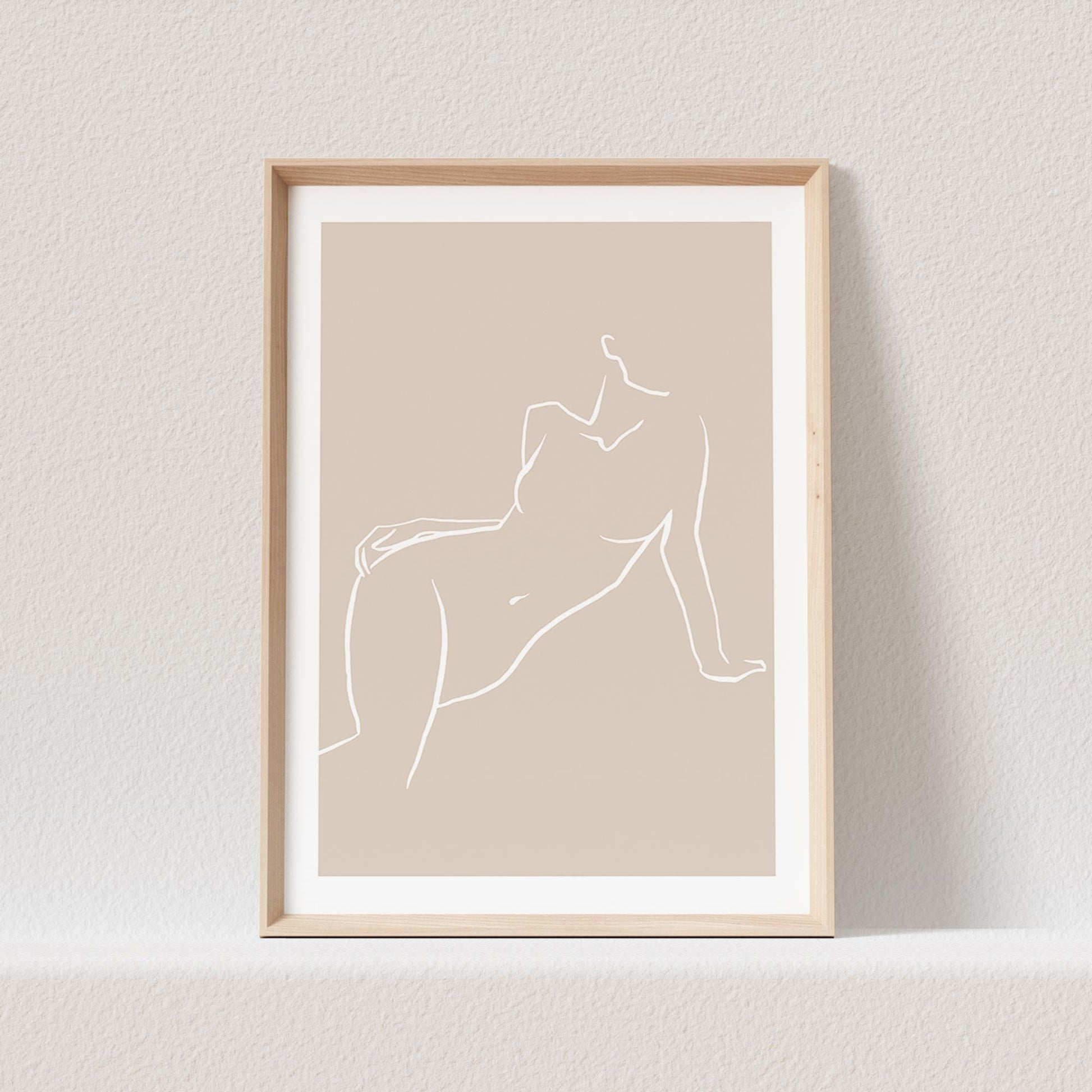 Line Art Poster Beige Abstrakte Frau Sinnlich Erotisch Wandbild Wohnzimmer Schlafzimmer Deko Boho Print Bild