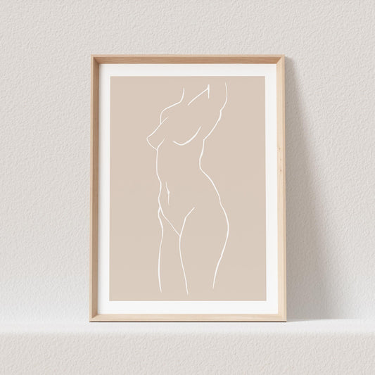 Line Art Poster Beige Abstrakte Frau Sinnlich Erotisch Wandbild Wohnzimmer Schlafzimmer Deko Boho Print Bild