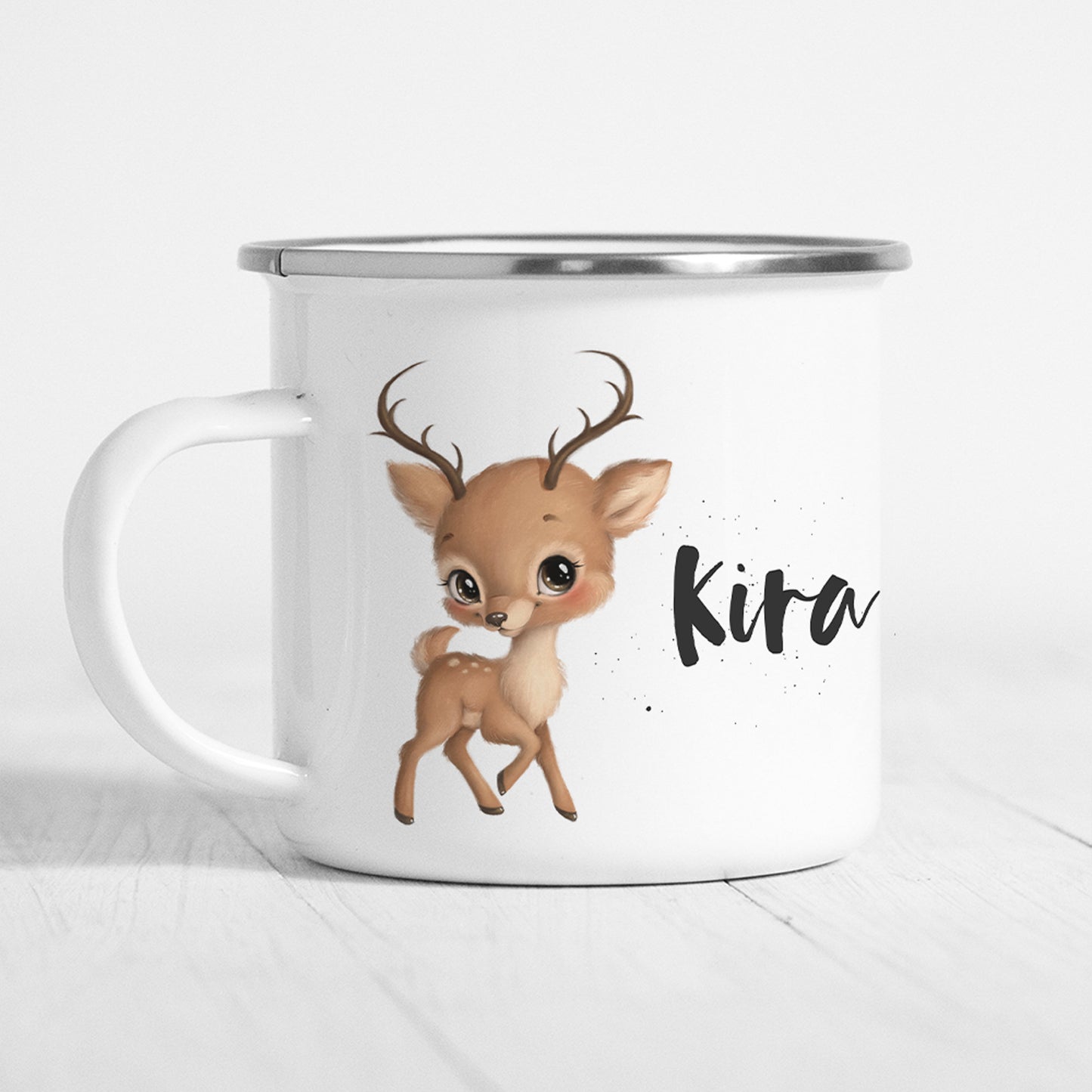 Reh Tasse Emaille Personalisiert Rehkitz Rehbaby Kinder Becher Name Namensgeschenk Geschenk