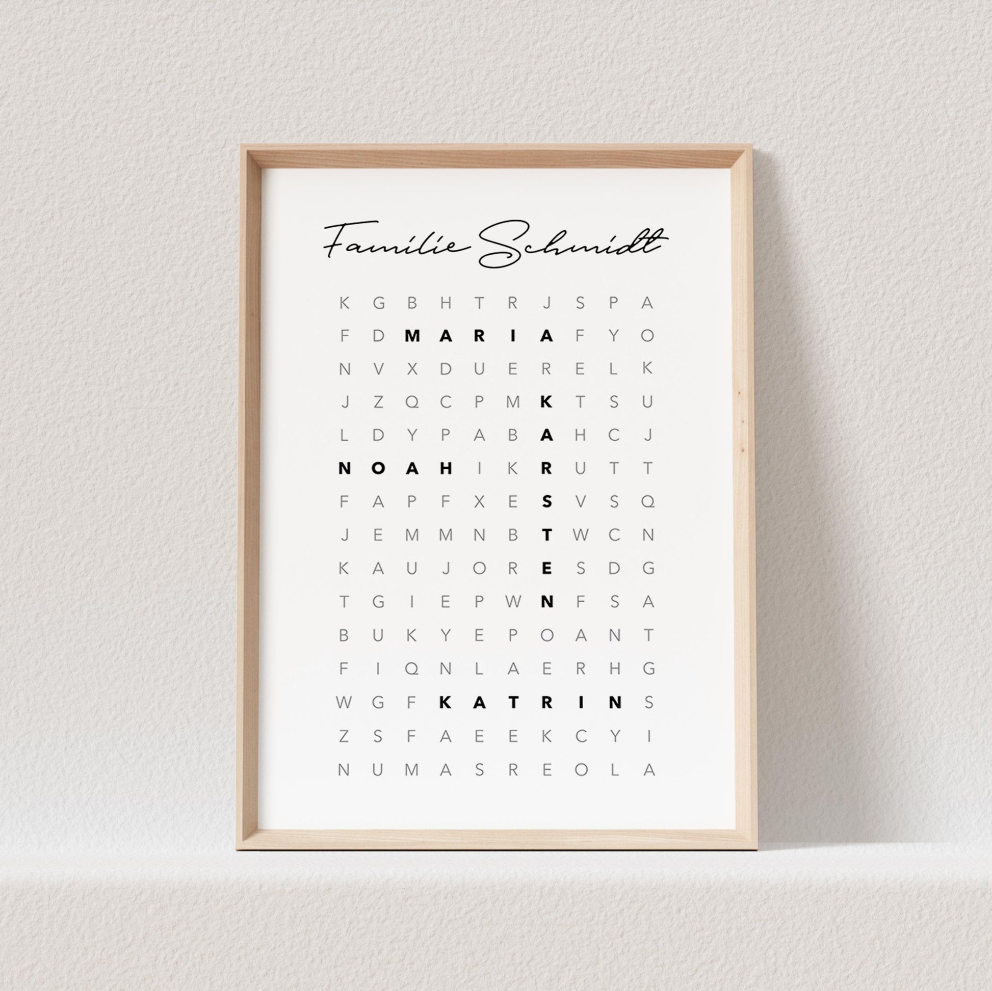 Suchsel Familienposter Personalisiert Familie Poster Buchstabenrätsel Kreuzworträtsel Bild Geschenk