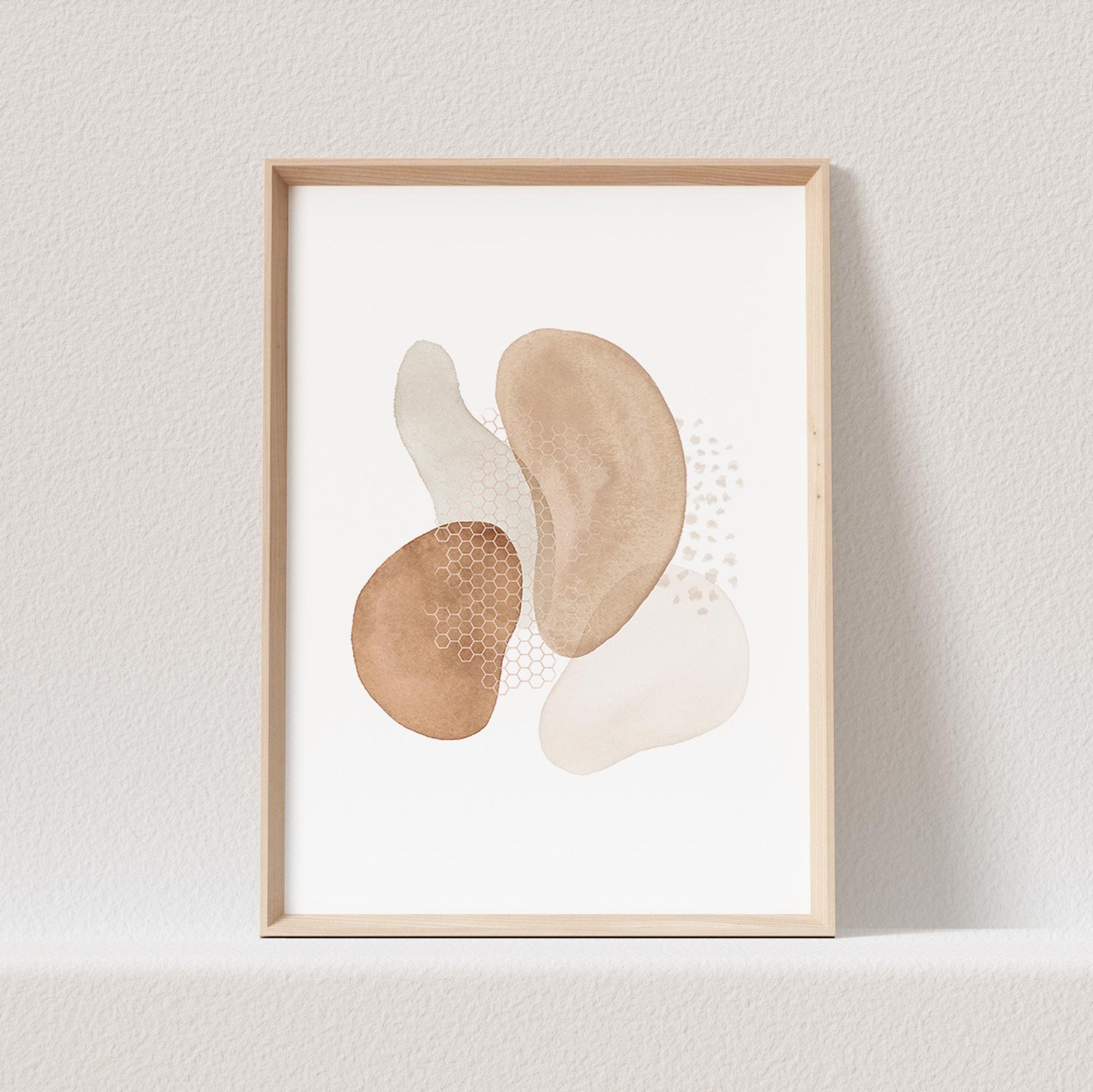 Abstrakte Kunst Poster Beige Boho Minimalistische Formen Print Bild Wandkunst Wanddeko