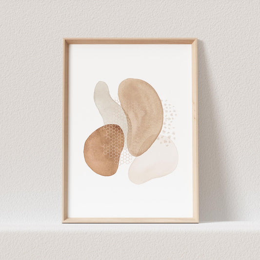 Abstrakte Kunst Poster Beige Boho Minimalistische Formen Print Bild Wandkunst Wanddeko