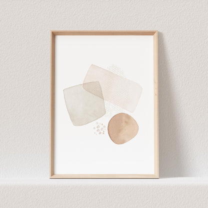 Abstrakte Kunst Poster Beige Boho Minimalistische Formen Print Bild Wandkunst Wanddeko