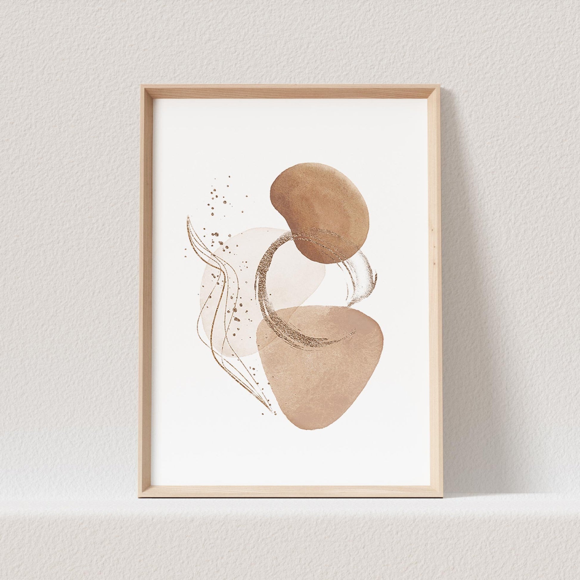 Abstrakte Kunst Poster Beige Boho Minimalistische Formen Print Bild Wandkunst Wanddeko