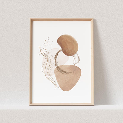 Abstrakte Kunst Poster Beige Boho Minimalistische Formen Print Bild Wandkunst Wanddeko