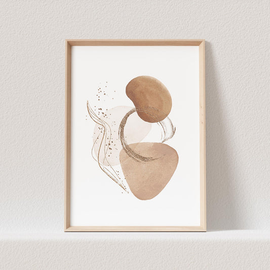 Abstrakte Kunst Poster Beige Boho Minimalistische Formen Print Bild Wandkunst Wanddeko