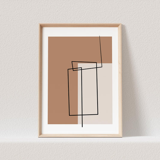 Boho Wanddekoration Abstrakter Kunstdruck in Beige Minimalistische Formen Print Bild Wandkunst Wanddeko