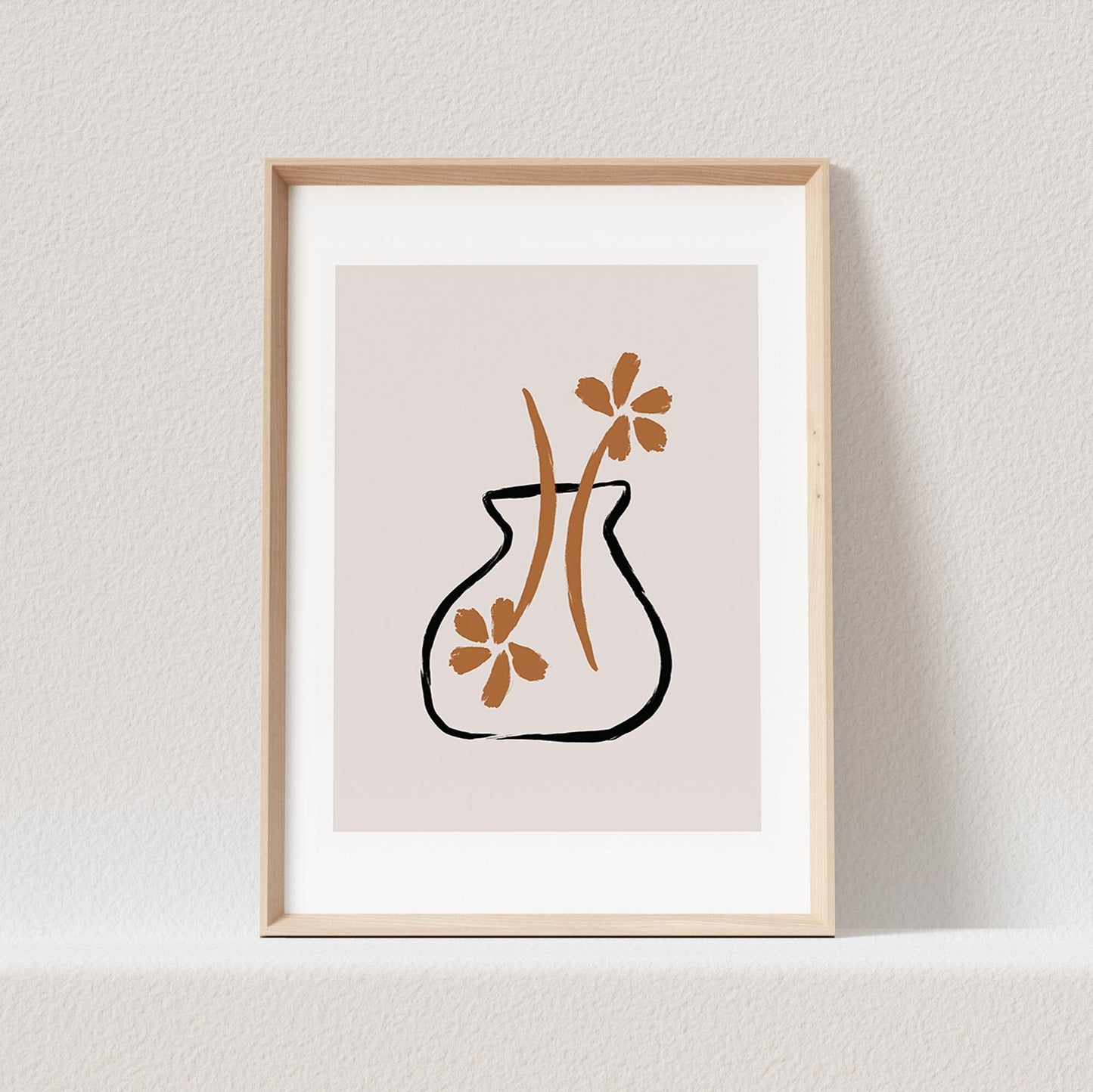 Boho Wanddekoration Poster Blumenvase Abstrakter Kunstdruck in Beige Minimalistischer Print Bild Wandkunst Wanddeko
