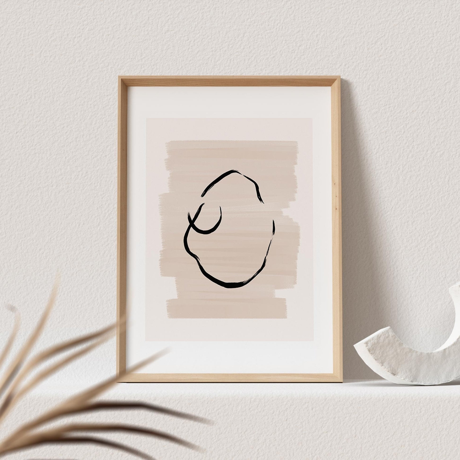 Boho Wanddekoration Abstrakter Kunstdruck in Beige Erdfarben Minimalistische Formen Print Bild Wandkunst Wanddeko