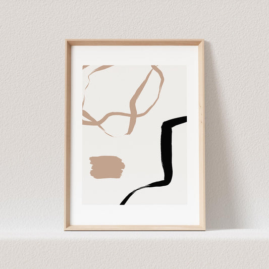 Boho Wanddekoration Abstrakter Kunstdruck in Beige Minimalistischer Print Bild Wandkunst Wanddeko