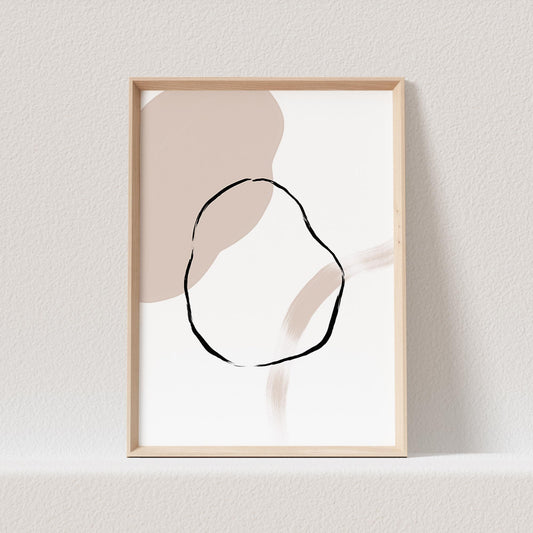 Boho Wanddekoration Abstrakter Kunstdruck in Beige Minimalistischer Print Bild Wandkunst Wanddeko