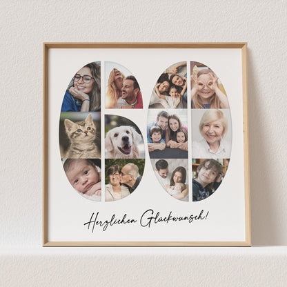 Foto Poster 60. Geburtstag Personalisiert Foto Collage Fotogeschenk 60. Geburtstag Print Geburtstagsgeschenk