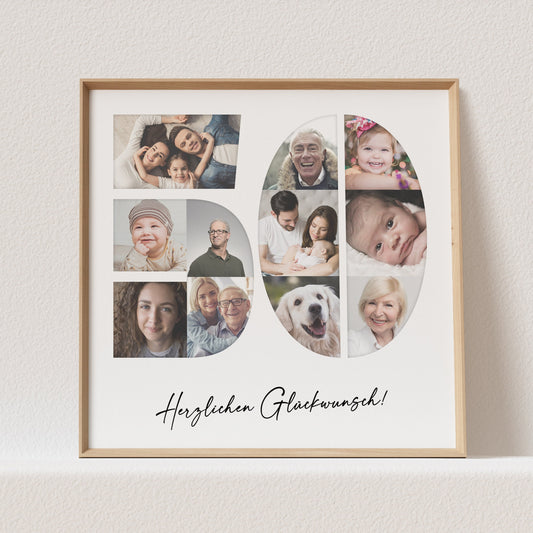 Foto Poster 50. Geburtstag Personalisiert Foto Collage Fotogeschenk 50. Geburtstag Print Geburtstagsgeschenk