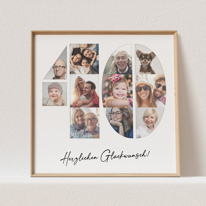 Foto Poster 40. Geburtstag Personalisiert Foto Collage Fotogeschenk 40. Geburtstag Print Geburtstagsgeschenk