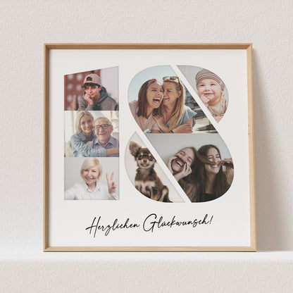 Foto Poster 18. Geburtstag Personalisiert Foto Collage Fotogeschenk 18. Geburtstag Print Geburtstagsgeschenk