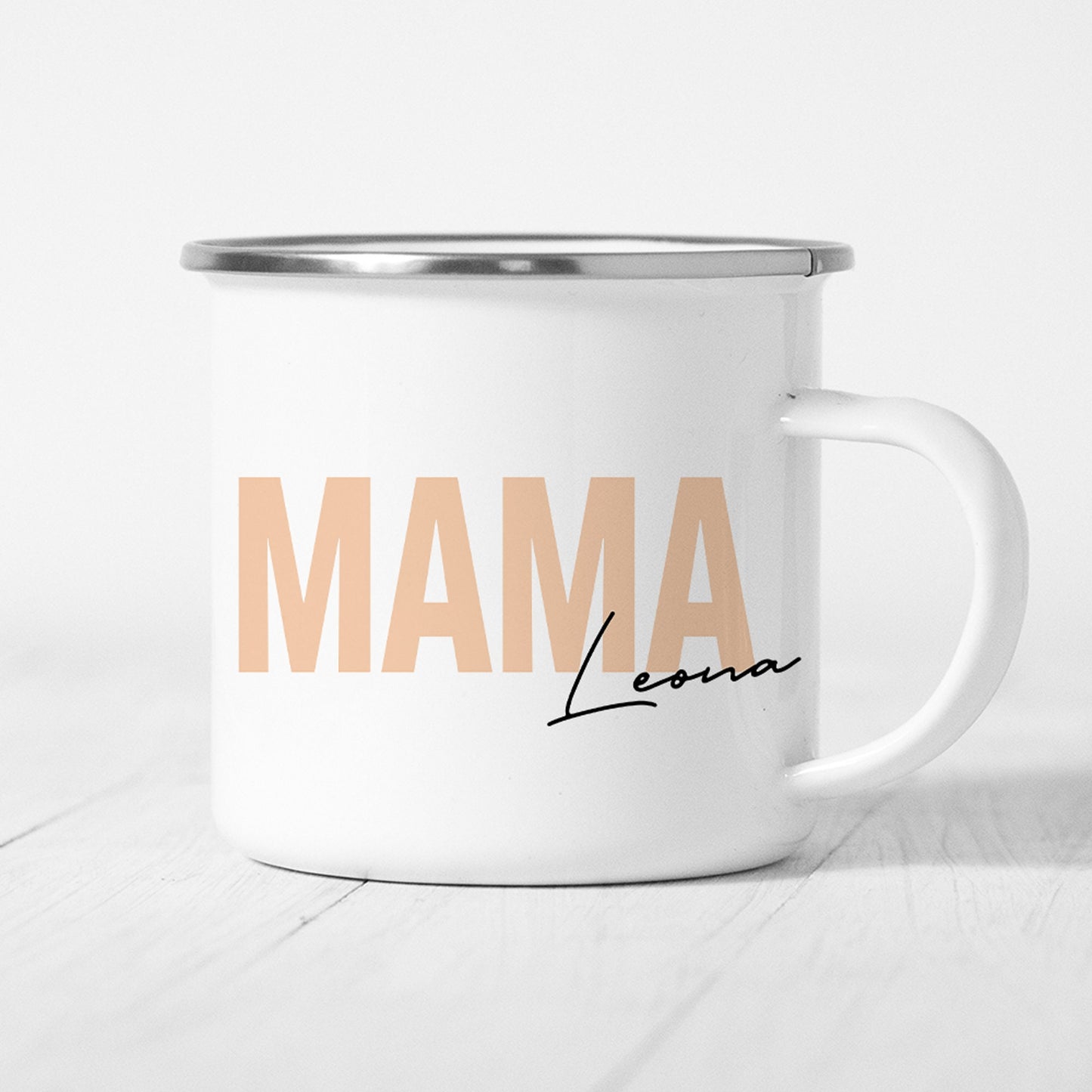 Mama Emaille Tasse Keramik Personalisiert mit Namen Verschiedene Farben Mutter Geschenk Geburtstag Muttertag Muttertagsgeschenk