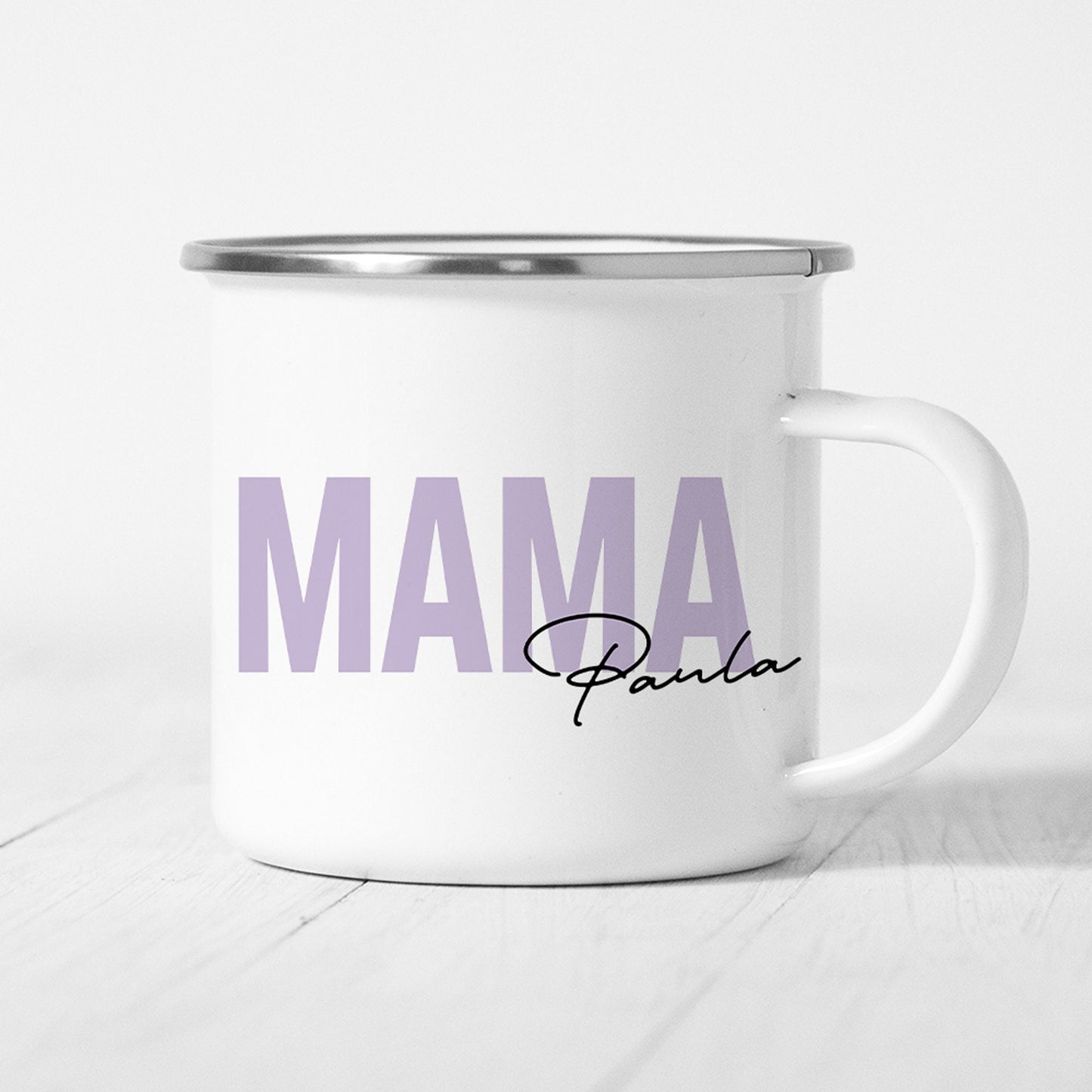 Mama Emaille Tasse Keramik Personalisiert mit Namen Verschiedene Farben Mutter Geschenk Geburtstag Muttertag Muttertagsgeschenk
