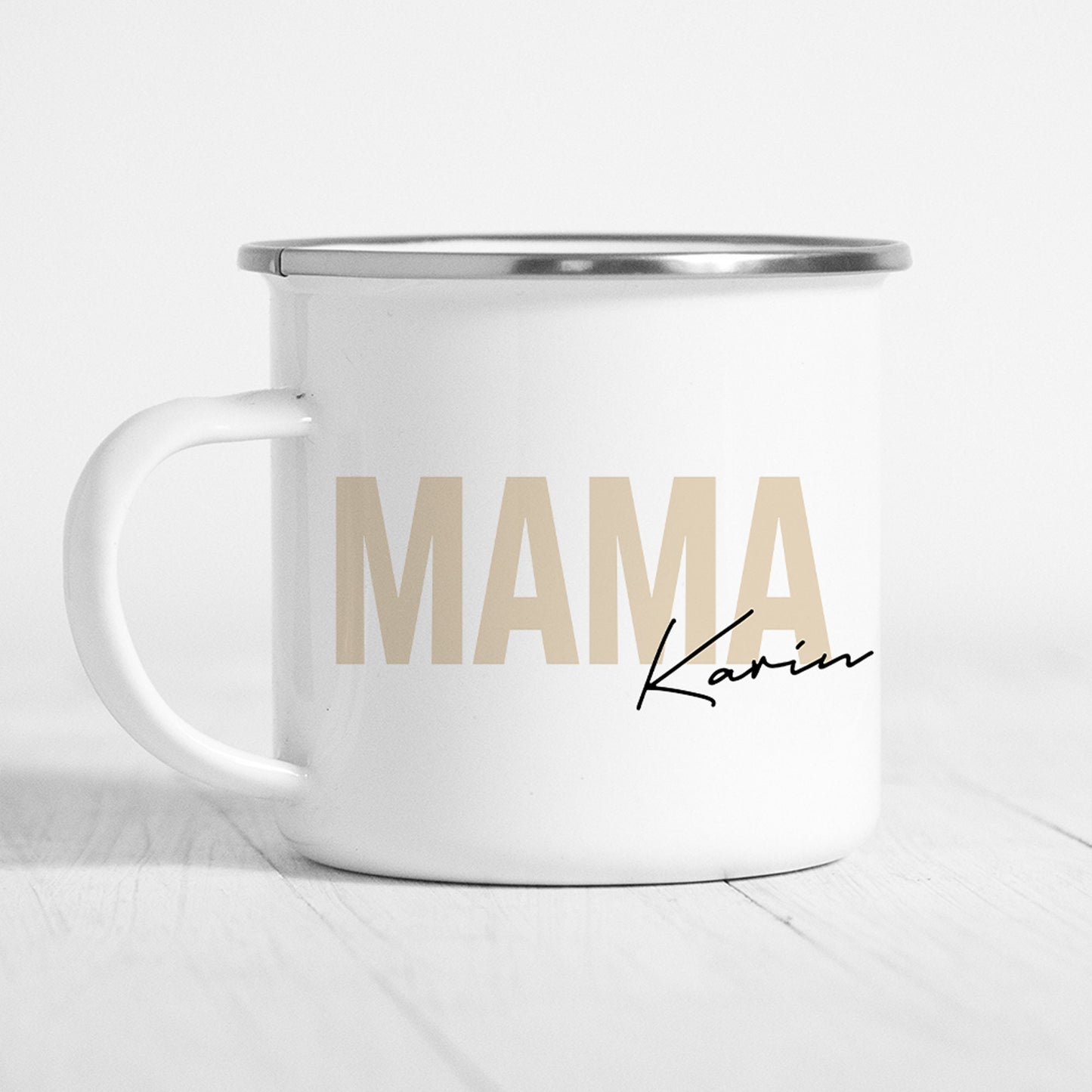 Mama Emaille Tasse Keramik Personalisiert mit Namen Verschiedene Farben Mutter Geschenk Geburtstag Muttertag Muttertagsgeschenk