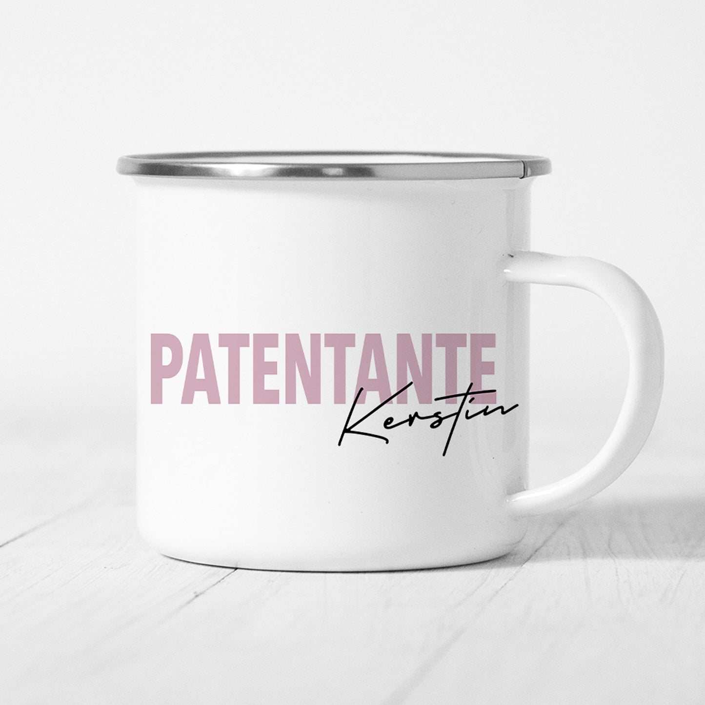 Patentante Tasse Emaille Personalisiert mit Namen Verschiedene Farben Patentante Geschenk Personalisiert Geburtstag