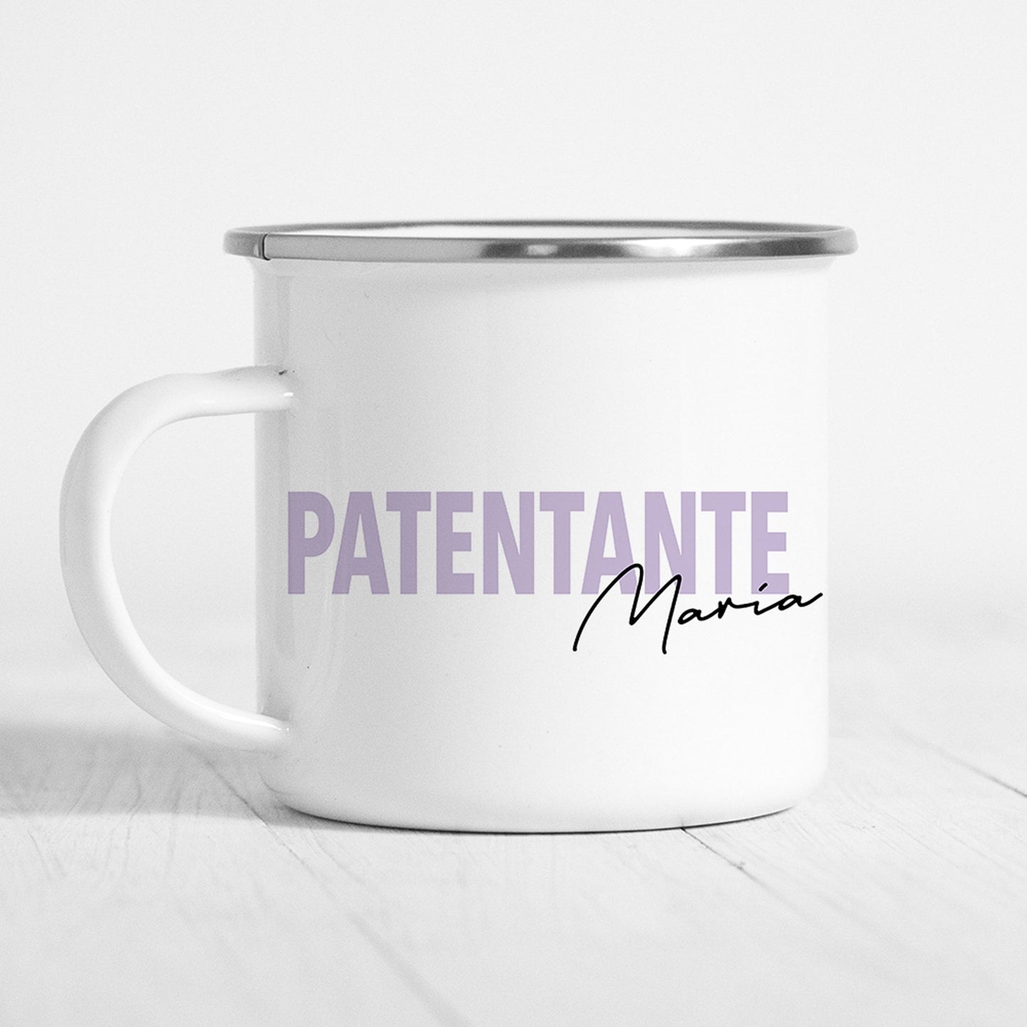 Patentante Tasse Emaille Personalisiert mit Namen Verschiedene Farben Patentante Geschenk Personalisiert Geburtstag