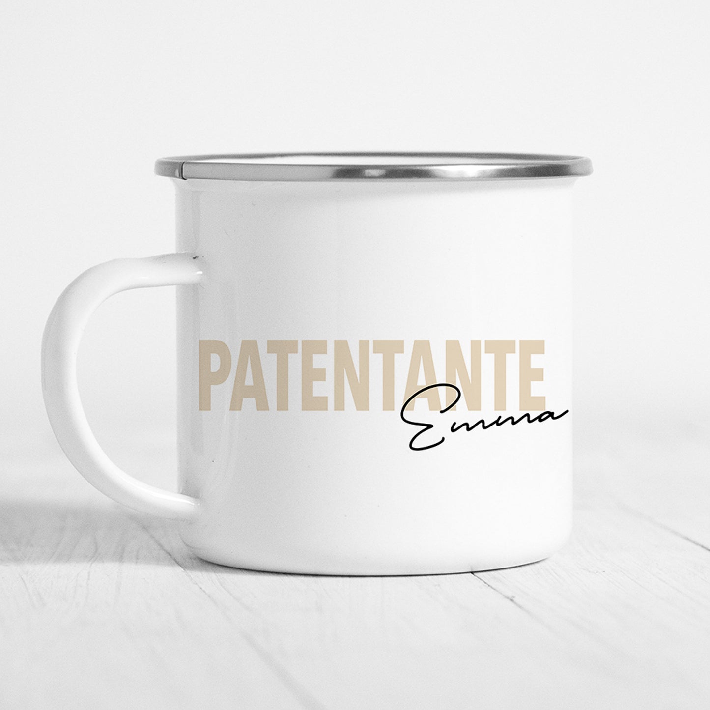 Patentante Tasse Emaille Personalisiert mit Namen Verschiedene Farben Patentante Geschenk Personalisiert Geburtstag
