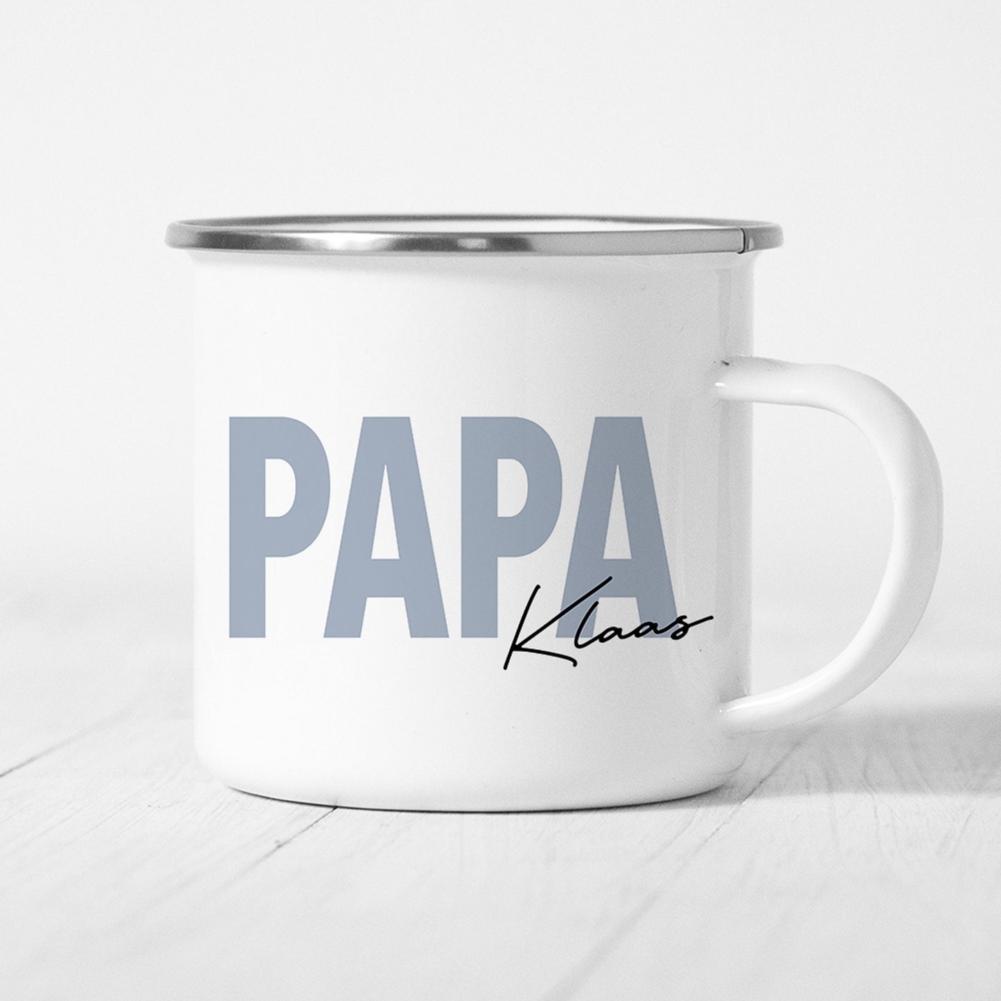 Papa Tasse Emaille Personalisiert mit Namen Verschiedene Farben Vater Geschenk Geburtstag Vatertag Vatertagsgeschenk