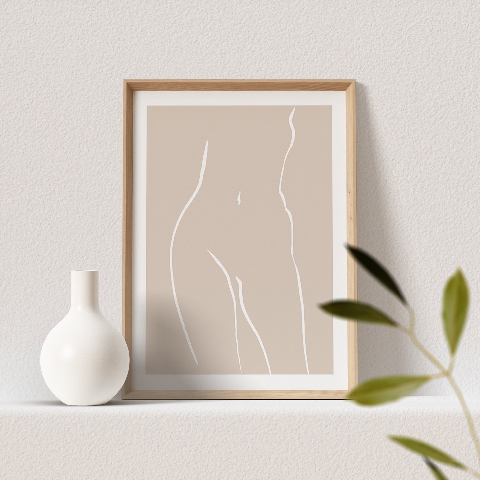 Line Art Poster Beige Abstrakte Frau Sinnlich Erotisch Wandbild Wohnzimmer Schlafzimmer Deko Boho Print Bild