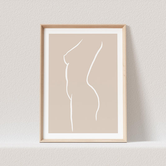 Line Art Poster Beige Abstrakte Frau Sinnlich Erotisch Wandbild Wohnzimmer Schlafzimmer Deko Boho Print Bild