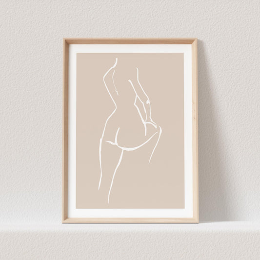 Line Art Poster Beige Abstrakte Frau Sinnlich Erotisch Wandbild Wohnzimmer Schlafzimmer Deko Boho Print Bild