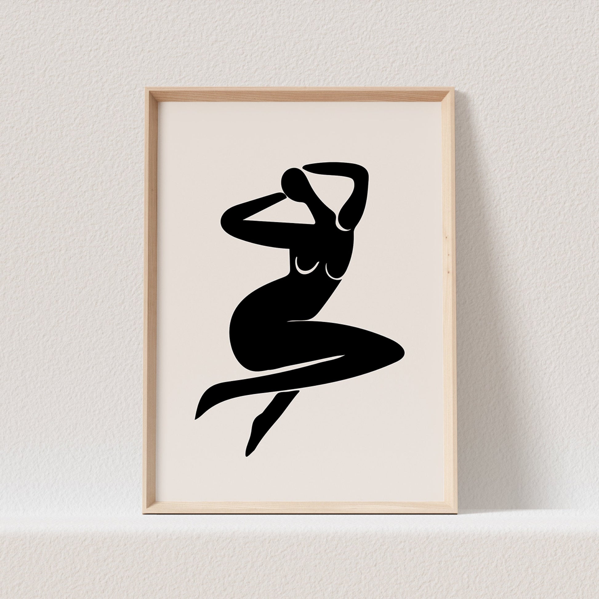 Liegende Frau Line Art Poster Beige Abstrakte Frau Sinnlich Erotisch Wandbild Wohnzimmer Schlafzimmer Deko Boho Print