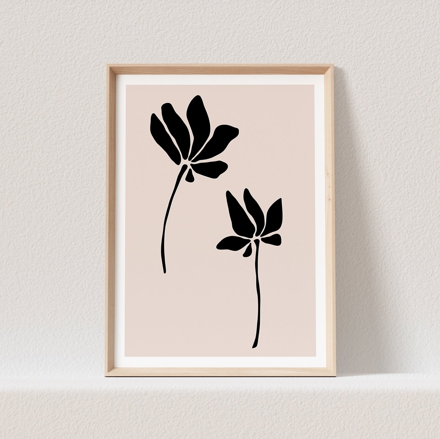 Blumen Bild Line Art Poster Beige Boho Abstrakte Kunst Minimalistisch Floraler Kunstdruck