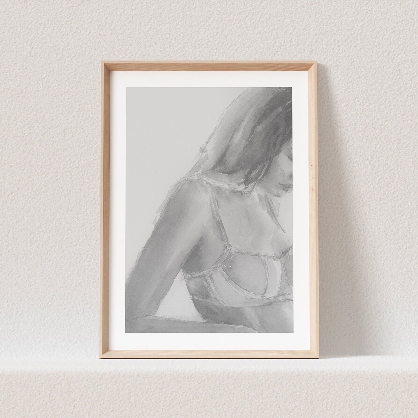 Frau in Unterwäsche Bild Aquarell Kunstdruck Poster Sinnliche Frau Erotisches Wandbild Wanddeko Schlafzimmer Print