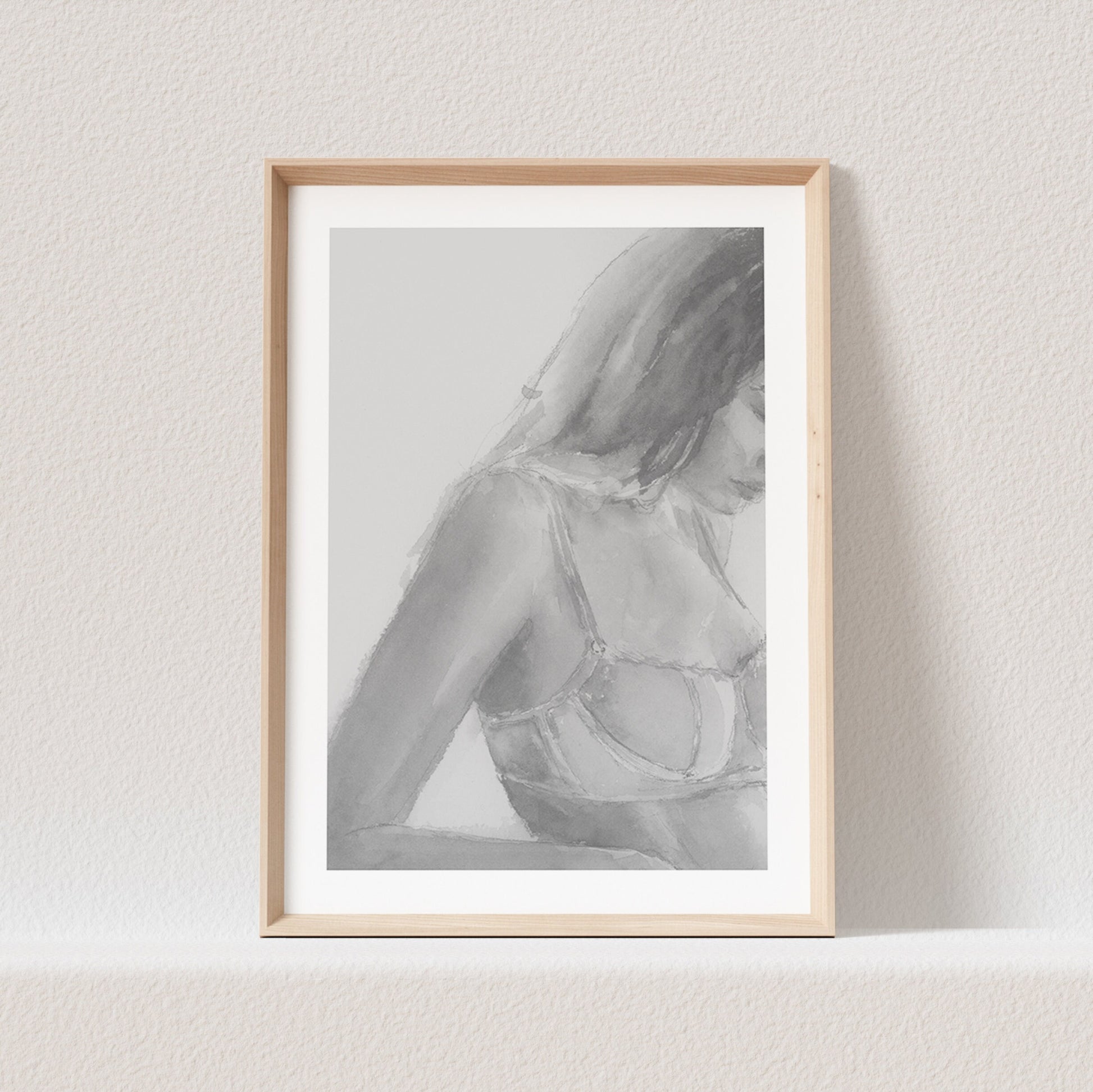 Frau in Unterwäsche Bild Aquarell Kunstdruck Poster Sinnliche Frau Erotisches Wandbild Wanddeko Schlafzimmer Print