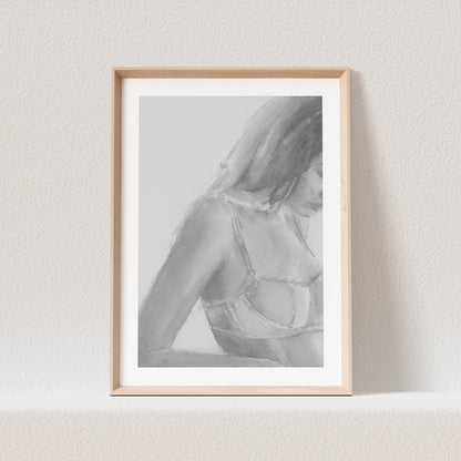 Frau in Unterwäsche Bild Aquarell Kunstdruck Poster Sinnliche Frau Erotisches Wandbild Wanddeko Schlafzimmer Print