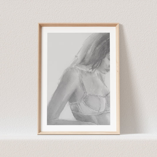 Frau in Unterwäsche Bild Aquarell Kunstdruck Poster Sinnliche Frau Erotisches Wandbild Wanddeko Schlafzimmer Print