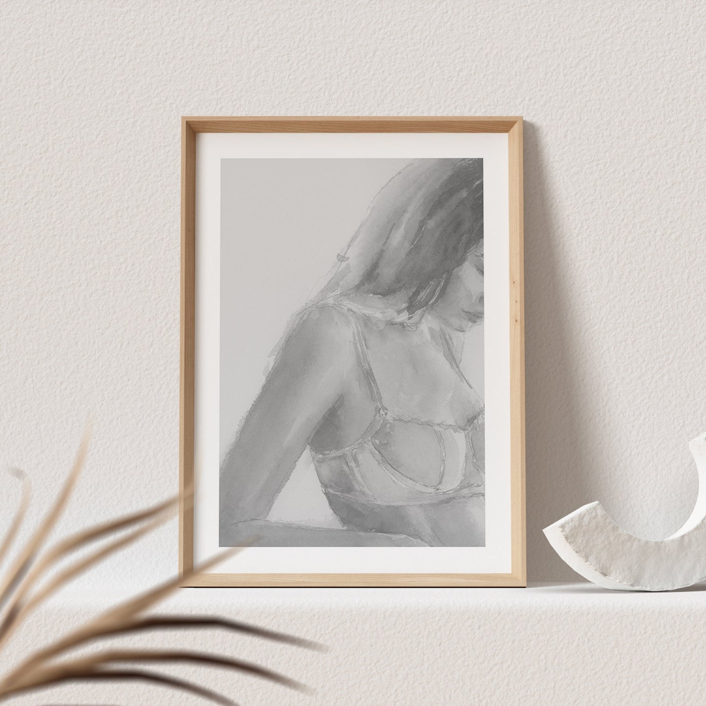 Frau in Unterwäsche Bild Aquarell Kunstdruck Poster Sinnliche Frau Erotisches Wandbild Wanddeko Schlafzimmer Print