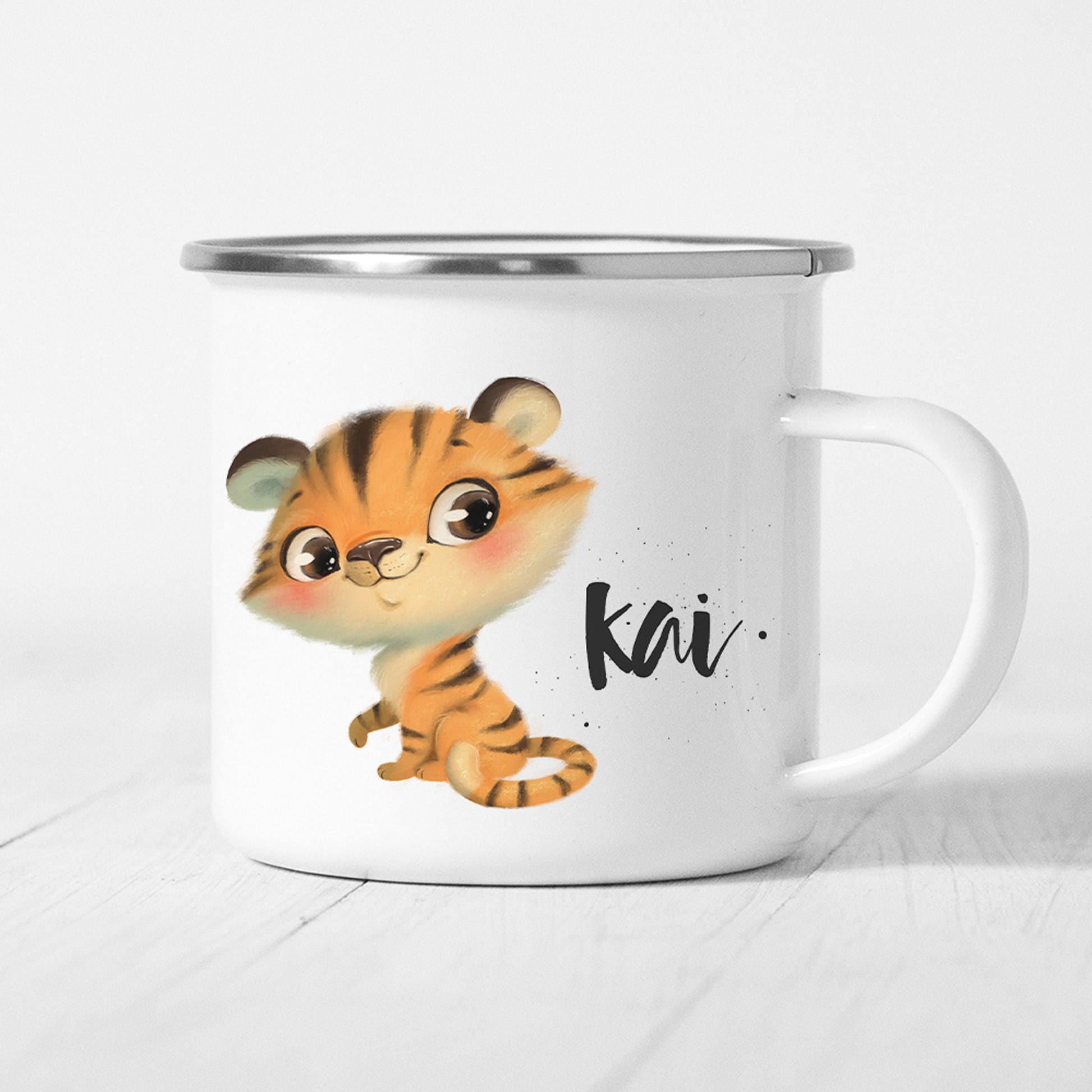 Tiger Tasse Emaille Personalisiert Kinder Tigerbaby Becher Name Namensgeschenk Geschenk