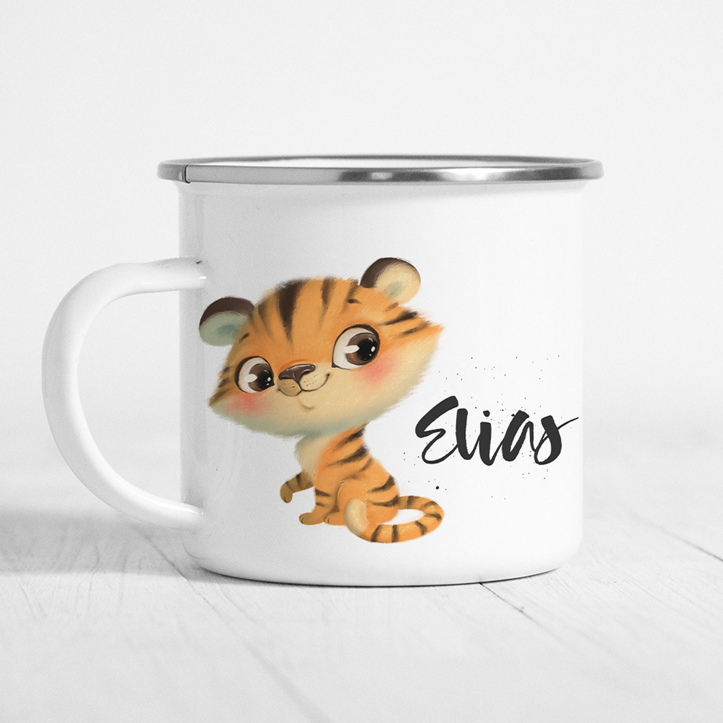 Tiger Tasse Emaille Personalisiert Kinder Tigerbaby Becher Name Namensgeschenk Geschenk