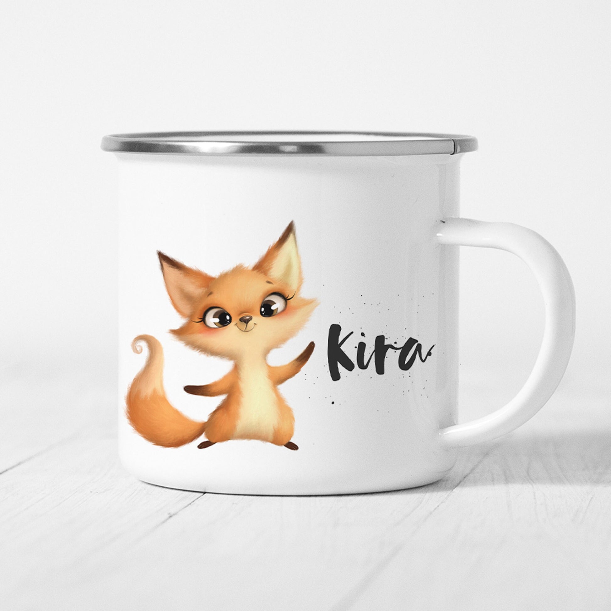 Fuchs Tasse Emaille Personalisiert Kinder Fuchsbaby Becher Name Namensgeschenk Geschenk