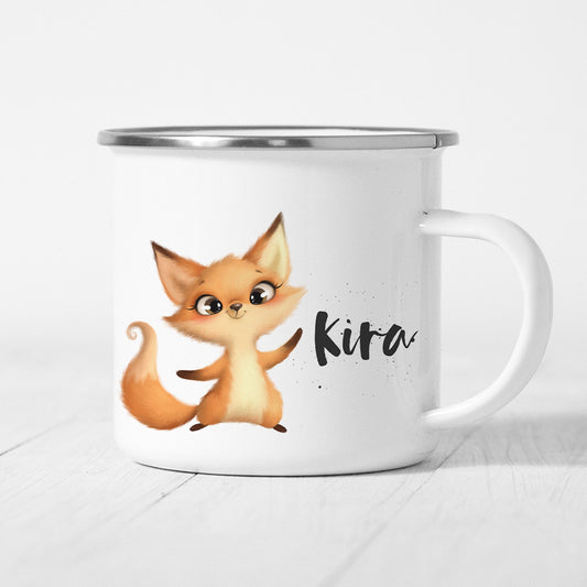 Fuchs Tasse Emaille Personalisiert Kinder Fuchsbaby Becher Name Namensgeschenk Geschenk