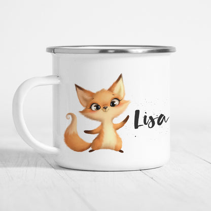 Fuchs Tasse Emaille Personalisiert Kinder Fuchsbaby Becher Name Namensgeschenk Geschenk
