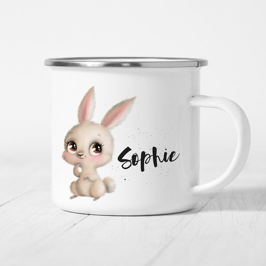 Hase Tasse Emaille Personalisiert Hasenbaby Häschen Kinder Becher Namensgeschenk Geschenk