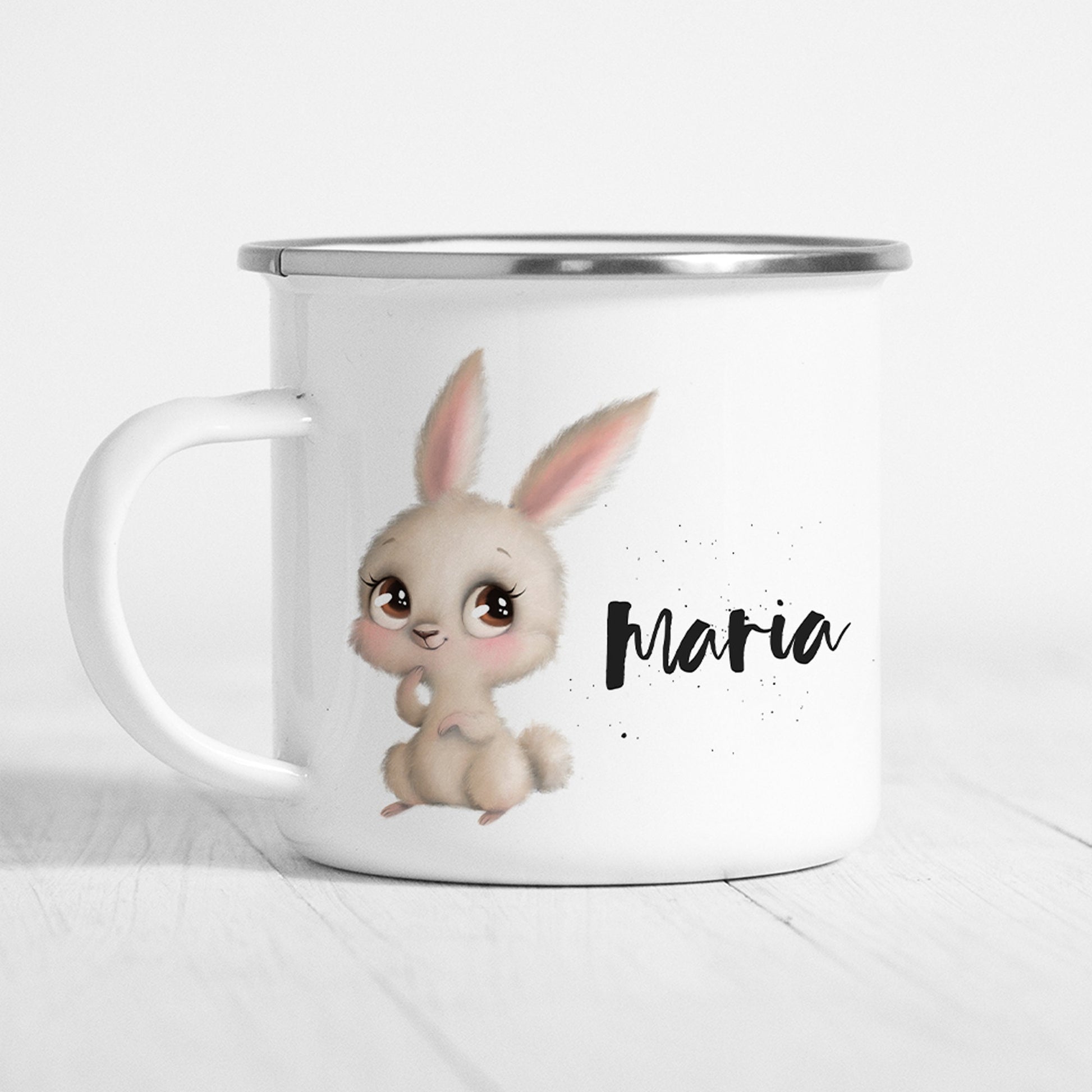 Hase Tasse Emaille Personalisiert Hasenbaby Häschen Kinder Becher Namensgeschenk Geschenk